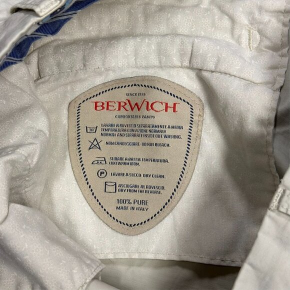 Berwich Chino Pants Soft Cotton Trousers Made in Italy Stretch Beige 34x29 - Picture 5 of 11